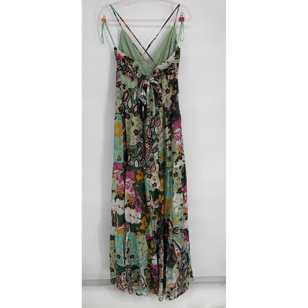 Fashion Nova Vacay Ready Wide Leg Jumpsuit Green Patchwork Floral Sz XL NEW - Picture 6 of 11